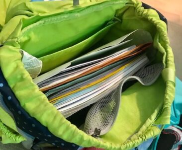 Geöffneter Schulranzen